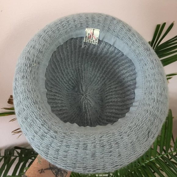 Vintage Ice-Blue Angora Knit Fedora Hat - Picture 12 of 12